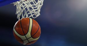Basketball after hitting the ring